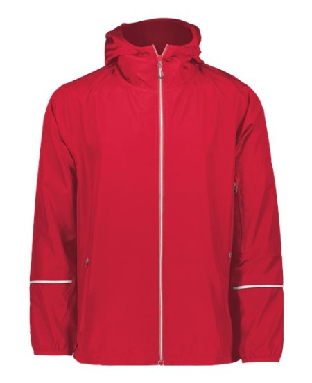 Holloway 229582 Men's Packable Hooded Jacket – 2.5 oz. Micro™ Polyester Wind/Water-Resistant Packable Jacket with Reflective Trim | S–3XL