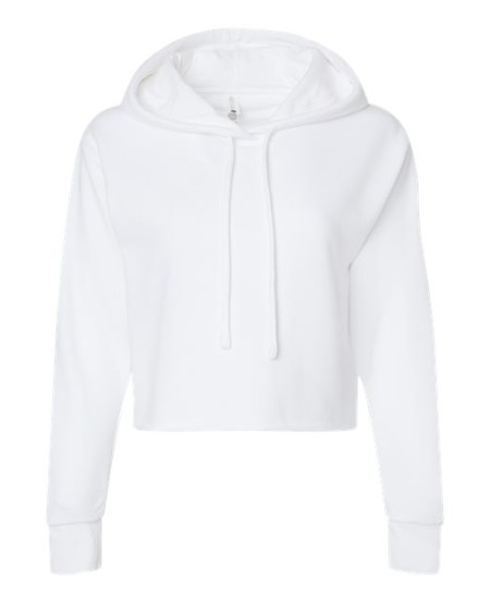 Next Level 9384 Women's Laguna Sueded Raw Edge Crop Hoodie Sweatshirt – 8.3 oz. 60/40 Cotton/Poly Fleece Women's Crop Hoodie | XS–2XL