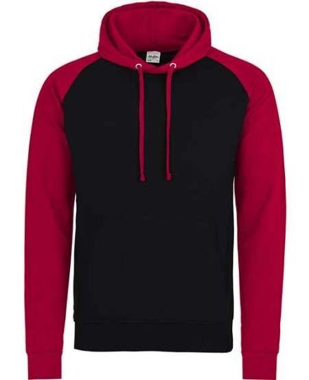 AWDis JHA009 Baseball Hooded Sweatshirt – Unisex 8.3 oz. Contrast Raglan Midweight Pullover Hoodie | S–3XL