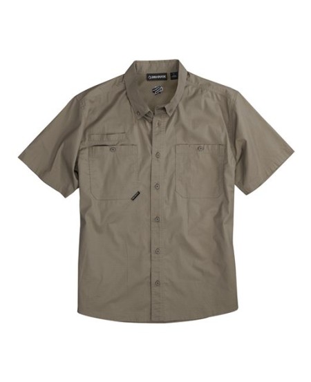DRI DUCK 4451 Men’s Craftsman Woven Short Sleeve Shirt – 4 oz. 58/40/2 Cotton/Polyester/Spandex 4-Way Stretch Ripstop | Power Move™ | Garment Washed