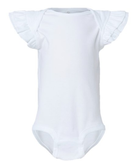 Rabbit Skins 4439 Infant Flutter Sleeve Baby Rib Bodysuit – 5 oz. 100% CRSC 1x1 Baby Rib | 6M–18M