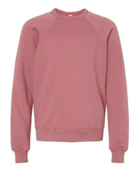 BELLA CANVAS 3901Y Youth Sponge Fleece Raglan Crewneck Sweatshirt – 8 oz. 52/48 Airlume Cotton/Poly Sponge Fleece Youth Raglan Crewneck | S–L