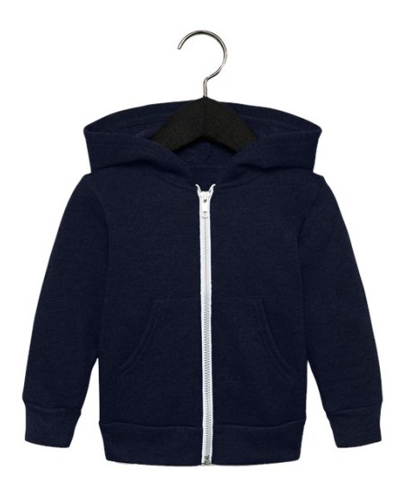 BELLA + CANVAS 3739T Toddler Sponge Fleece Full-Zip Hoodie Sweatshirt – 8 oz. 52/48 Airlume Cotton/Poly Fleece Toddler Full-Zip Hoodie | 2T–5T