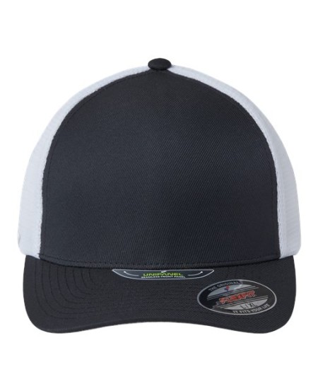 Flexfit 5511UP Unipanel™ Trucker Cap – 99/1 Polyester/PU Spandex | Heather Jersey Front/Soft Mesh Back | Original Flexfit® Technology | Structured Five-Panel Seamless Unipanel Front | OEKO-TEX