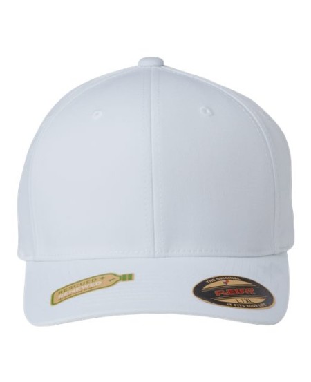 Flexfit 6277R Sustainable Polyester Cap – 97/3 Recycled Polyester/PU Spandex | Structured Six-Panel Mid-Profile | Permacurv® Visor | 8-Row Stitching | Matching Undervisor