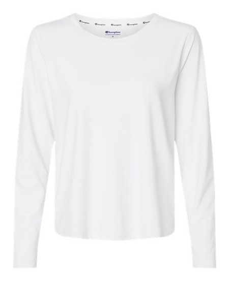 Champion CHP140 Women’s Sport Soft Touch Long Sleeve T-Shirt – 5.3 oz. 89/11 Recycled Polyester/Spandex Brushed Jersey | S–2XL