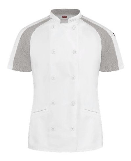 Chef Designs 051W Women's Airflow Raglan Chef Coat - 65/35 Poly/Cotton with Performance Mesh Back OilBlok Raglan Chef Coat | XS-3XL