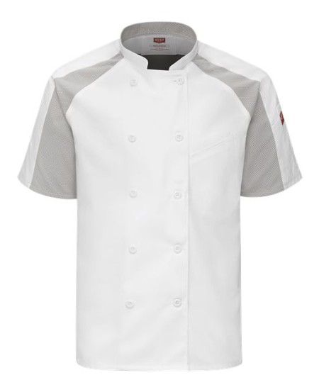 Chef Designs 052M Airflow Raglan Chef Coat - 65/35 Poly/Cotton with Performance Mesh Back OilBlok Men's Raglan Chef Coat | S-4XL