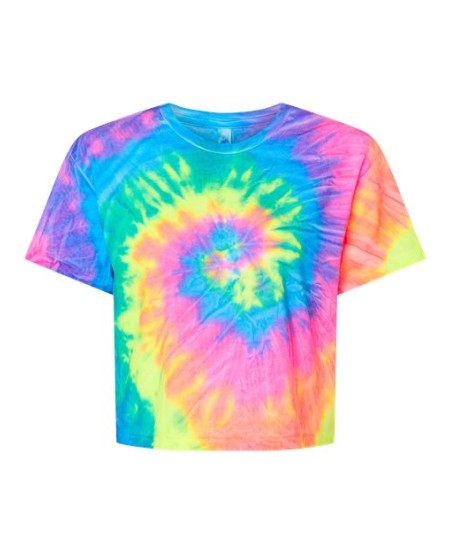 Colortone 1050 Women's Tie-Dyed Crop T-Shirt - 4 oz. 60/40 Cotton/Polyester Classic Fit Cropped Tie-Dye Tee | XS-XL