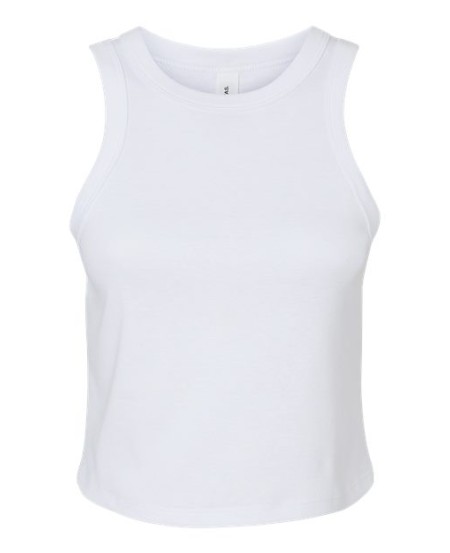 BELLA + CANVAS 1019 Women's Micro Rib Racer Tank – 5.4 oz. 52/48 Airlume Cotton/Poly 1x1 Micro Rib High-Neck Racerback Tank | XS–2XL