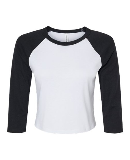 BELLA + CANVAS 1200 Women's Micro Rib 3/4 Raglan Baby Tee – 5.4 oz. 52/48 Airlume Cotton/Poly Micro Rib Raglan Tee | XS–2XL