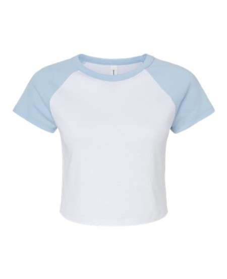 BELLA + CANVAS 1201 Women's Micro Rib Raglan Baby Tee – 5.4 oz. 52/48 Airlume Cotton/Poly 1x1 Micro Rib Cap-Sleeve Raglan Baby Tee | XS–2XL