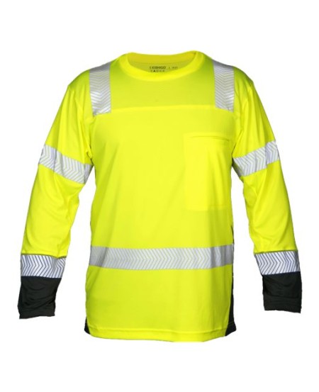 Kishigo 9177 Unisex Premium Black Series Cool Touch Class 3 Long Sleeve T-Shirt – Unisex Long-Sleeve Hi-Vis T-Shirt | M–4XL | ANSI/ISEA 107 Type R Class 3