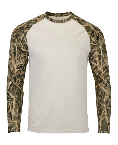 Paragon 236 Jackson Men's Mossy Oak Colorblocked Long Sleeve T-Shirt – 3.5 oz. Microfiber UPF 50+ Tee | XS–4XL