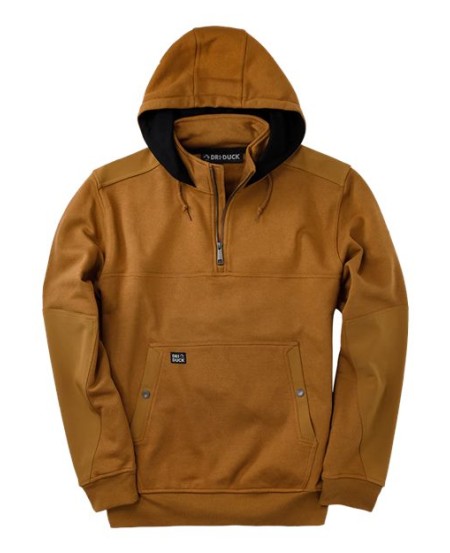 DRI DUCK 7349 Men’s Mission Quarter-Zip Hooded Pullover – 10 oz. 60/40 CVC Fleece | Thermal Waffle Knit Hood Lining | Dewspo Reinforcement | DWR
