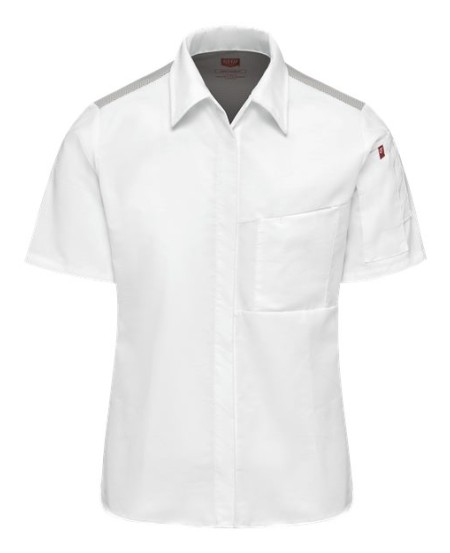 Chef Designs 501W Women's Poplin Airflow Cook Shirt with OilBlok - 65/35 Poly/Cotton Poplin OilBlok Body + 100% Poly Mesh Back | XS-3XL