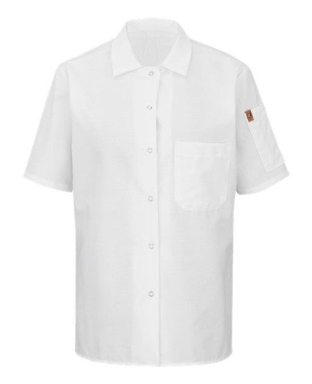 Chef Designs 501X Women's Mimix Short Sleeve Cook Shirt with OilBlok - 65/35 Poly/Cotton OilBlok Ripstop + 100% Poly Flex Panels Women's Cook Shirt | XS-3XL