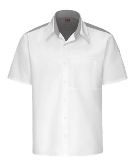Chef Designs 502M Poplin Airflow Cook Shirt with OilBlok - 65/35 Poly/Cotton Poplin OilBlok Body + 100% Poly Mesh Back Men's Cook Shirt | S-5XL