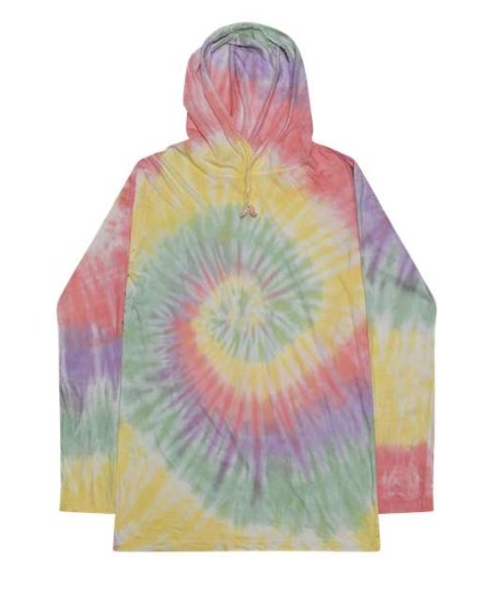 Colortone 2777 Unisex Tie-Dyed Hooded Long Sleeve T-Shirt - 4.3 oz. 100% Ring-Spun Cotton Tie-Dye Hooded Long Sleeve Tee | S-3XL