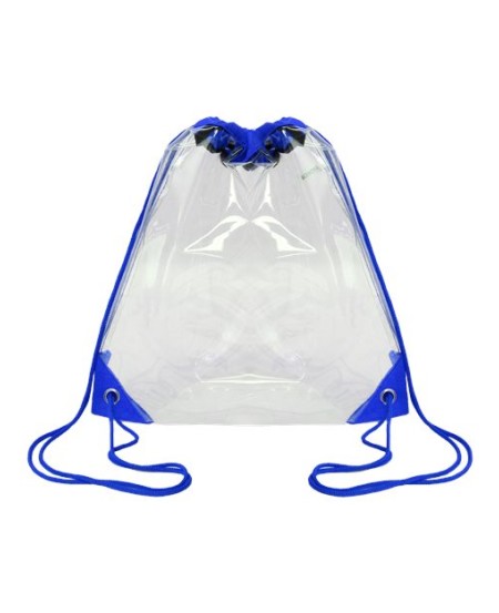 OAD OAD5007 Clear Drawstring Backpack – Clear PVC Non-Woven Trim Stadium-Compliant Drawstring Backpack | 12