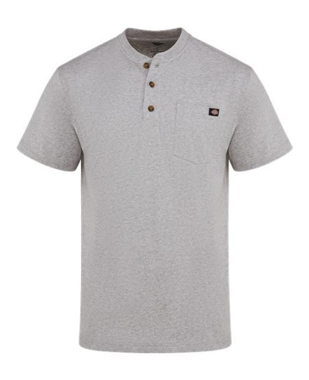 Dickies WS51 Men’s Heavyweight Traditional Short Sleeve Henley – 6.75 oz. 100% Cotton Jersey | Three-Button Placket | Taped Seams
