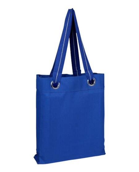 Q-Tees Q1630 Large Grommet Tote – 12 oz. Heavy Canvas with Striped Web Handles and Large Grommets
