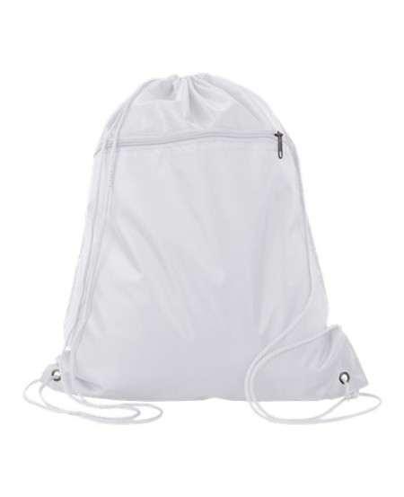 Q-Tees Q135200 Polyester Cinch Backpack – 210D Polyester Drawstring Bag with Zippered Front Pocket | 15