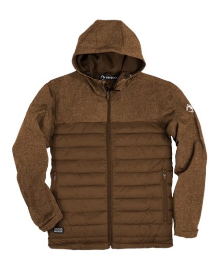 DRI DUCK 5324 Men’s Pinnacle Soft Shell Puffer Jacket – 90/10 Polyester/Spandex Bonded Softshell | 3 oz. Channel-Quilted Polyfill | Three-Piece Hood