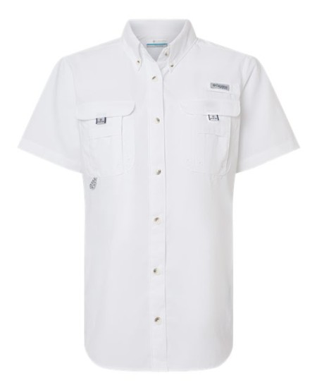 Columbia 212473 Womens PFG Bahama Short Sleeve Shirt - 100% Tactel Nylon Omni-Shade UPF 50 Quick-Dry Hidden Shoulder Vents Mesh Back Rod Holder | XS-XXL
