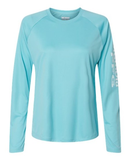 Columbia 212485 Womens PFG Tidal Tee II Long Sleeve - 100% Polyester Omni-Shade UPF 50 Omni-Wick Regular Fit Raglan Sleeves Columbia PFG Branding | S-XXL
