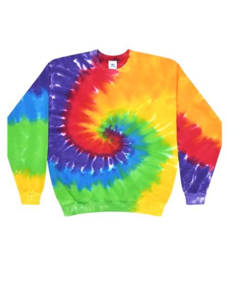 Colortone 8100 Unisex Tie-Dyed Fleece Crewneck Sweatshirt - 8.5 oz. 60/40 Cotton/Polyester Fleece Classic Fit Crewneck | S-3XL