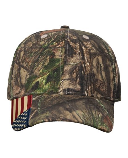 Kati LC350 Camo Woven USA Flag Cap – Unisex cap (6-panel structured) | One Size Fits Most