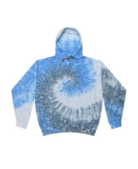 Colortone 8888 Unisex Tie-Dyed Full-Zip Hooded Sweatshirt - 8.5 oz. 80/20 Ring-Spun Cotton/Polyester Tie-Dye Full-Zip Hoodie | XS-3XL