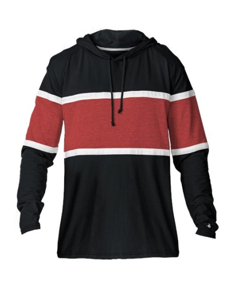 Badger 4981 Unisex United Hooded T-Shirt – 5 oz. 60/40 Ring-Spun Cotton/Polyester Hooded Inset Panel Tee | XS–4XL