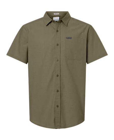 Columbia 199080 Mens Rapid Rivers Novelty Short Sleeve Shirt - 100% Cotton Diamond Dobby Chambray Button-Down | S-XXL