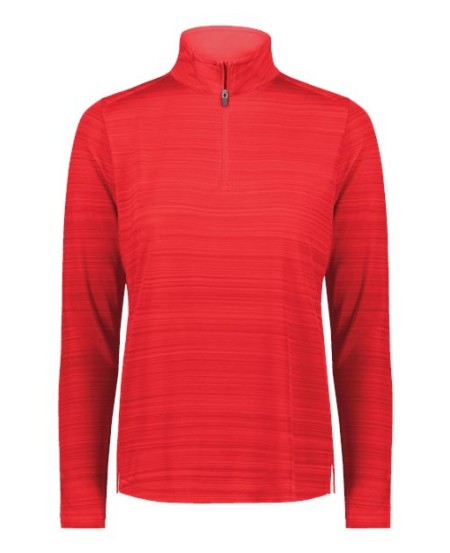 Augusta Sportswear 7012 Women's Pursuit Quarter-Zip Pullover – 100% Polyester Tonal-Stripe Wicking Interlock Knit Ladies Quarter-Zip