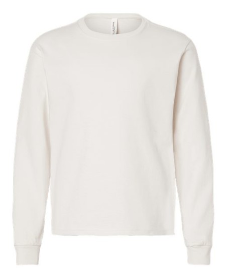 BELLA + CANVAS 3511Y Youth 6 oz. Heavyweight Long Sleeve Tee – 6 oz. Airlume Cotton Boxy Relaxed-Fit Youth Long-Sleeve Tee