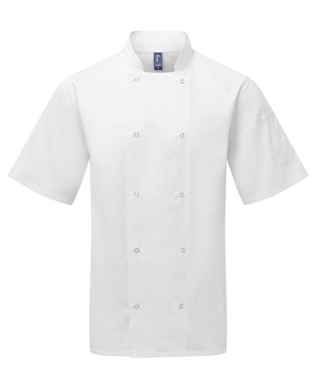 Artisan Collection by Reprime RP664 Unisex Studded Front Short Sleeve Chef Coat – 5.8 oz. | XS–3XL