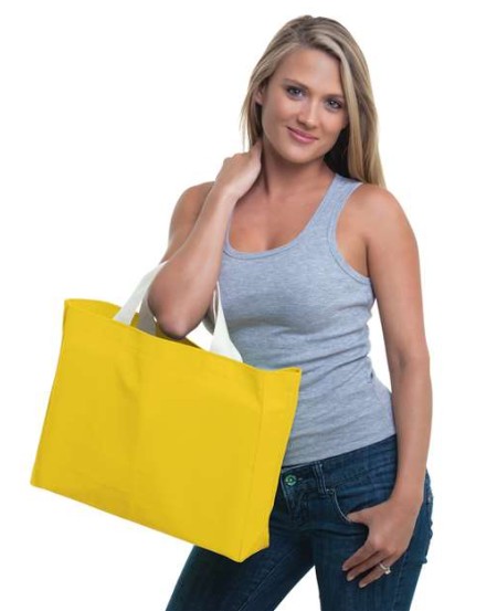 Bayside BA750 USA-Made Canvas Medium Gusset Tote Bag – 12 oz. 100% Cotton Canvas Tote with Side & Bottom Gusset | 14.5