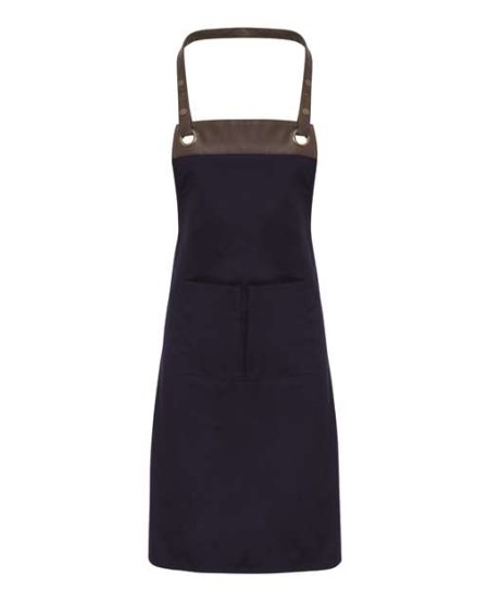 Artisan Collection by Reprime RP123 Espresso Bib Apron – 6 oz. Poly/Cotton with Faux Leather Trim | One Size
