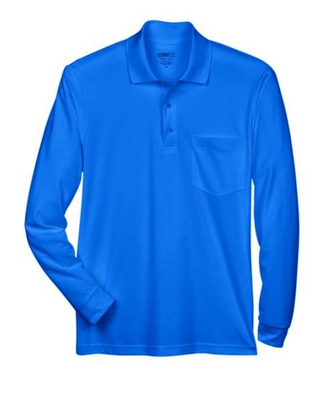 CORE365 88192P Men's Pinnacle Long-Sleeve Piqué Polo with Pocket – 4.1 oz. 100% Polyester | S–5XL