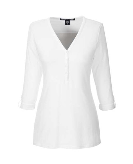 Devon & Jones DP186W Perfect Fit™ Y-Placket Convertible Sleeve Knit Top – Women’s 5 oz. Cotton/Modal/Spandex | XS–3XL