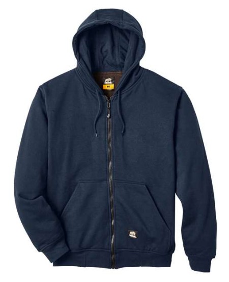 Berne Apparel SZ101T Men's Tall Heritage Thermal-Lined Full-Zip Hooded Sweatshirt – 9 oz. 60/40 Cotton/Poly Fleece with 5 oz. Thermal Lining | Tall Full-Zip Hoodie