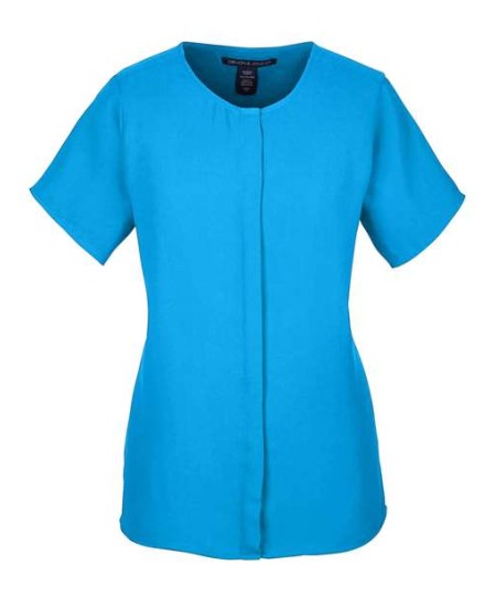 Devon & Jones DP612W Perfect Fit™ Crepe Blouse – Women’s 4.6 oz. 100% Polyester Crepe Short-Sleeve Blouse | XS–3XL