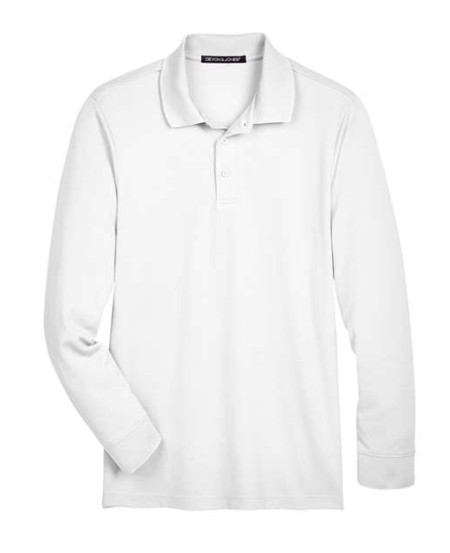Devon & Jones DG20L Men's CrownLux Performance® Plaited Long-Sleeve Polo – 5.1 oz. 61% Poly/39% Cotton | XS–6XL