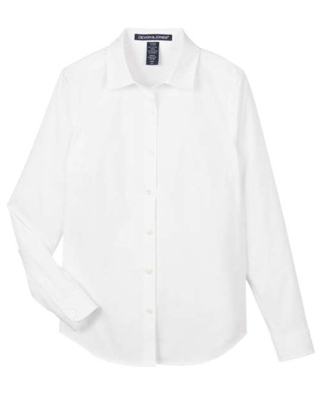 Devon & Jones DG505W Women's CrownLux Performance® Spencer Poplin Dress Shirt – 4 oz. 59/39/2 Cotton/Poly/Spandex | S–3XL