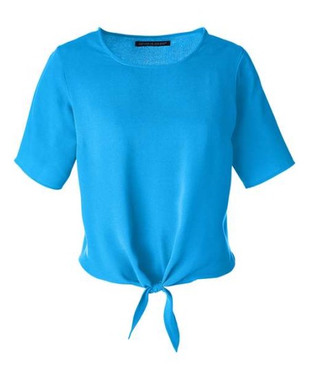 Devon & Jones DP617W Perfect Fit™ Tie Front Blouse – Women’s 4.6 oz. 100% Polyester Crepe Blouse | XS–3XL