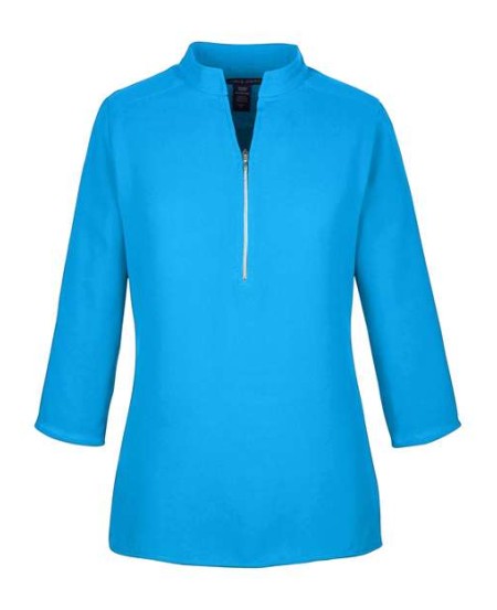 Devon & Jones DP611W Perfect Fit™ Three-Quarter Sleeve Crepe Tunic Shirt – Women’s 4.6 oz. 100% Polyester Crepe Tunic | XS–3XL