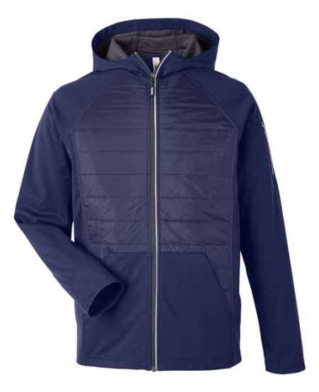 CORE365 CE808 Unisex Techno Lite Hybrid Hooded Jacket – 3-Layer Tech-Shell + Insulated Front/Back Panels | XS–5XL