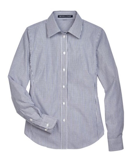 Devon & Jones D645W Women's Crown Collection® Banker Stripe Dress Shirt – 3.4 oz. 55/45 Cotton/Poly | S–3XL